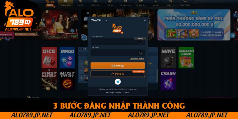 3 bước đăng nhập thành công