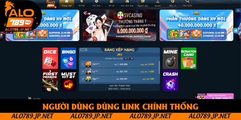 Người dùng dùng link chính thống