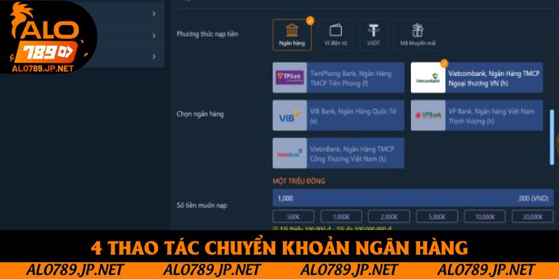 4 thao tác chuyển khoản ngân hàng
